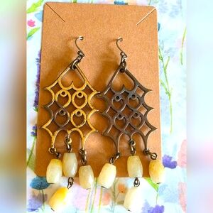 Elegant Gold and Brown Dangle Earrings